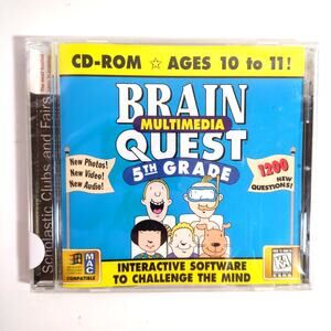 Brain Quest Multimedia 5th Grade CD-ROM PC Mac Video Game Ages 10-11 New Sealed